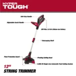20V Max Cordless 12-inch String Trimmer, HT21-401-003-02 - Image 2