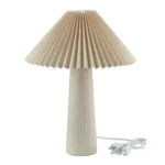 18"in Ribbed Ceramic Table Lamp with Ivory Pleated Shade