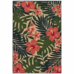 7'x10' Pink Palm Outdoor Rug