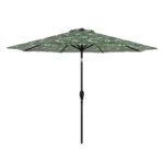 9' Monstera Palm Crank Lift and 3 Position Tilt Patio Umbrella