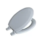 Elongated White Wood Toilet Seat, Easy Clean
